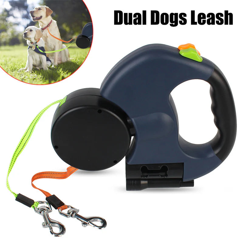 TangleFree™ – Retractable Dual Dog Leash for Small Pets